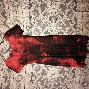 Vintage Dress size 6 Hand Dyed Red Black Retro Goth Rockabilly